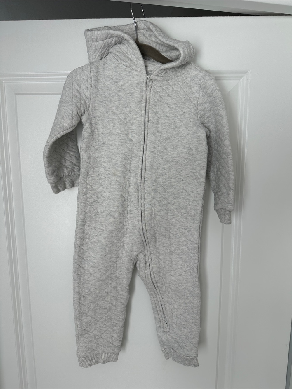 Little Planet Heather Gray Quilted Hooded One-Piece Suit for Babies 18 mOrganic
